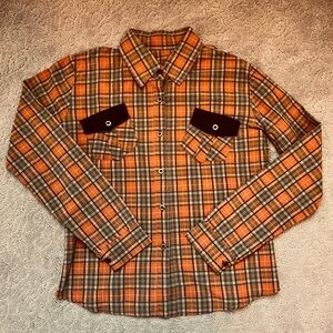 Plaid Shirt with suede pockets